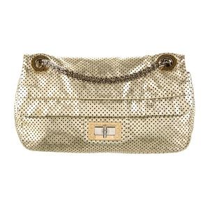 CHANEL Flap Bag Reissue 2.55 Drill Perforated GOLD Baguette Style